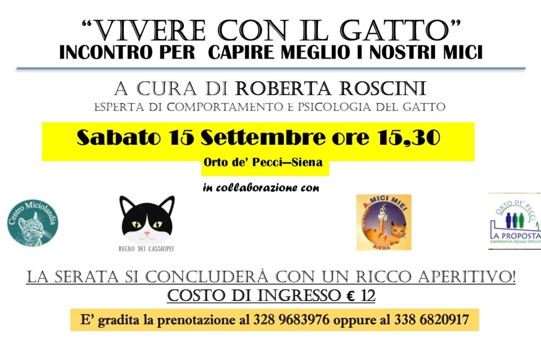 Vivere con il gatto – Incontro per capire meglio i nostri mici