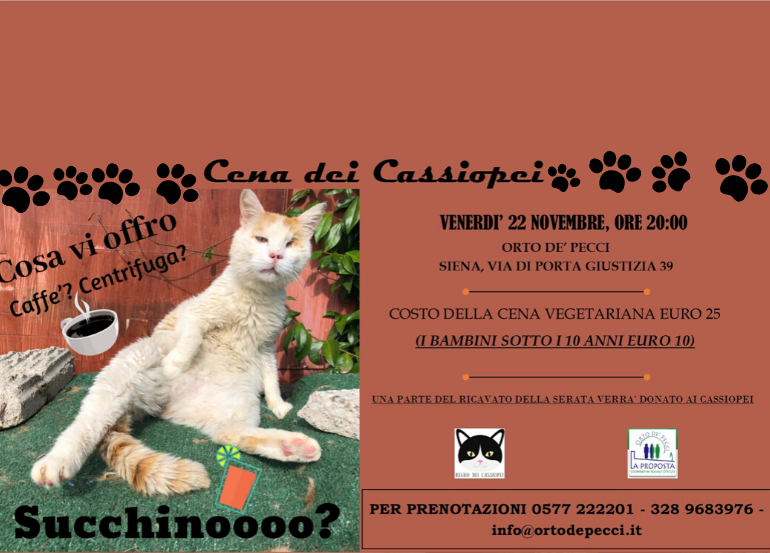 Cena dei Cassiopei – 22 Novembre 2019